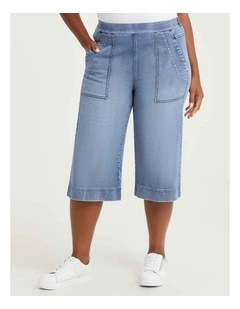 Cotton Blend Bermuda Short Eden Blue Denim