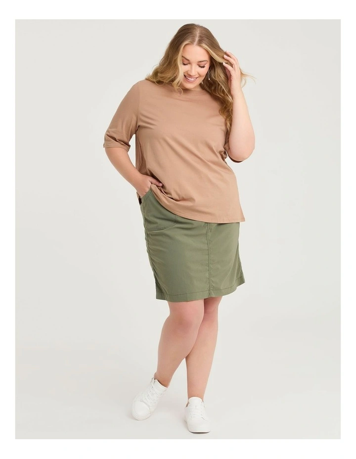 Castaway Rib Waistband Skirt Dusty Khaki image 3