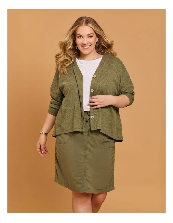 Castaway Rib Waistband Skirt Dusty Khaki image 4