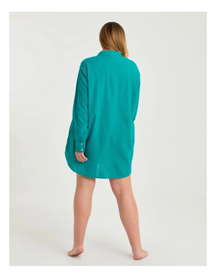 Cotton Seersucker Cover Up Shirt Lagoon image 2