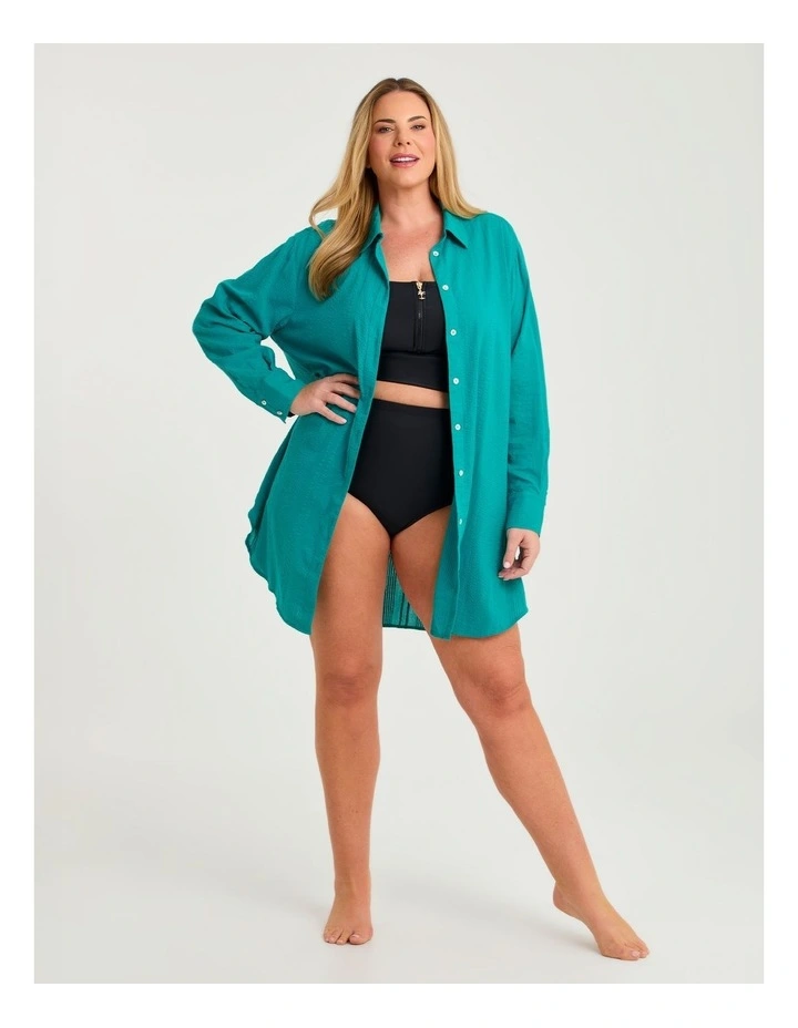 Cotton Seersucker Cover Up Shirt Lagoon image 4