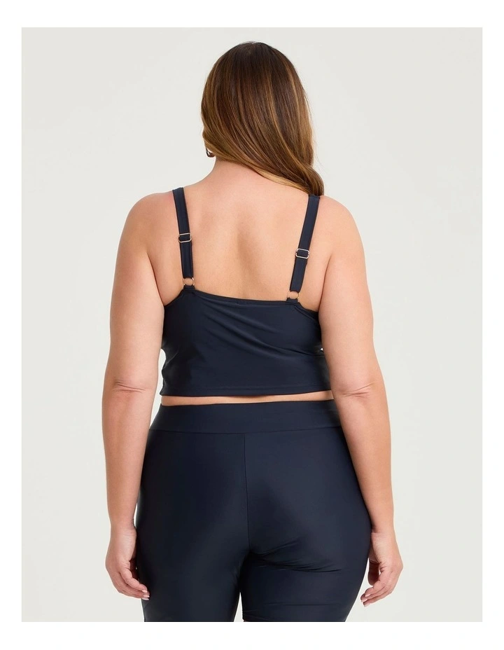 Seam Detail Crop Swim Top Navy image 2