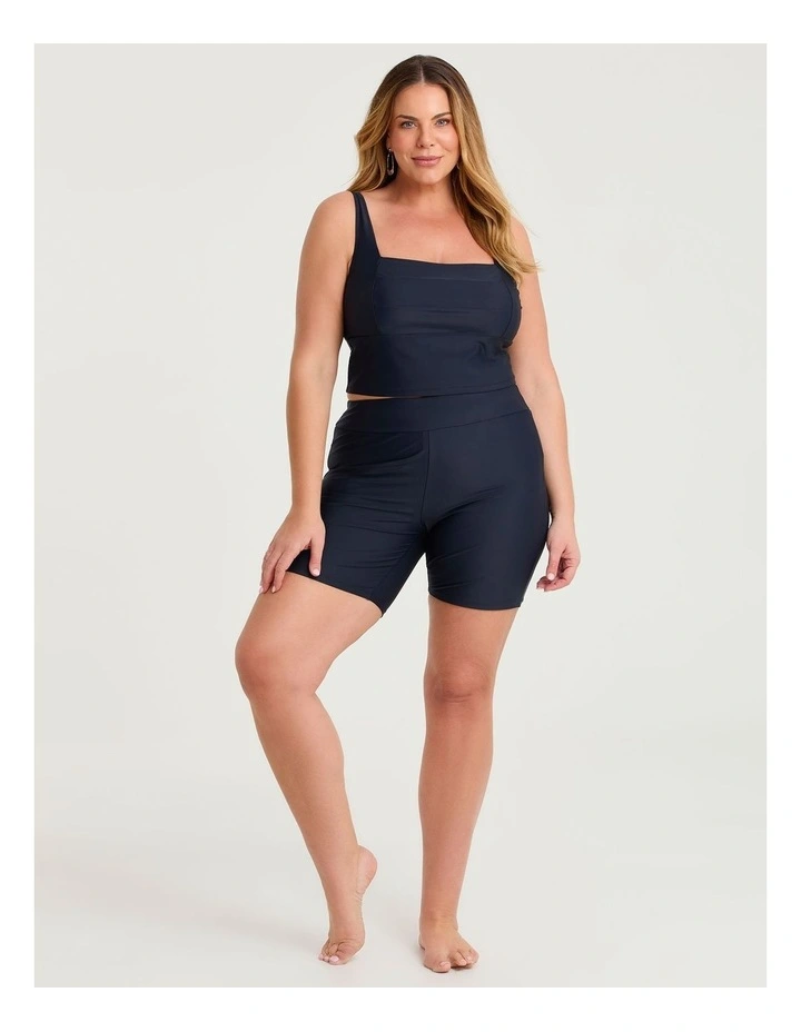 Seam Detail Crop Swim Top Navy image 3
