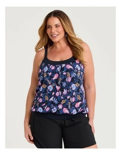 Coastal Blooms Blouson Tankini Navy/print