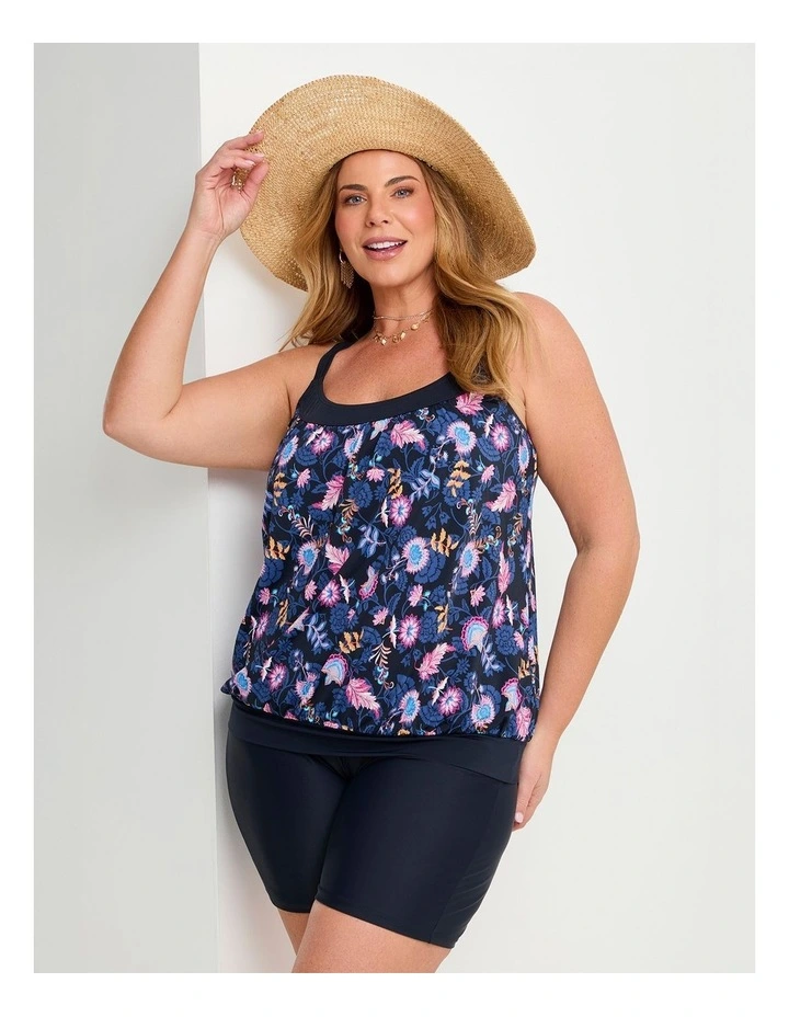 Coastal Blooms Blouson Tankini Navy/print image 4