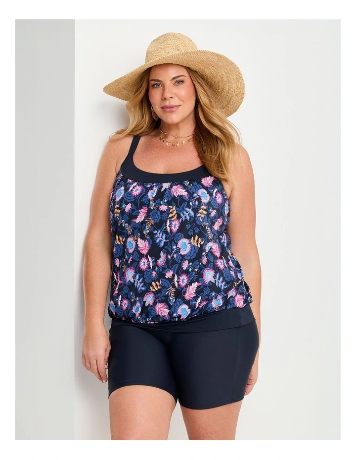 Coastal Blooms Blouson Tankini Navy/print image 5