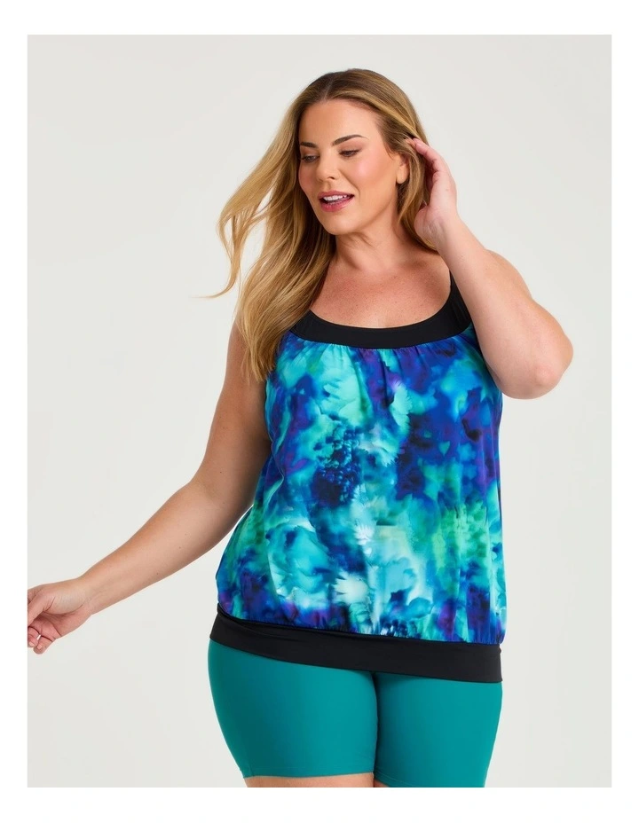 Lagoon Splash Blouson Tankini Black/print image 3
