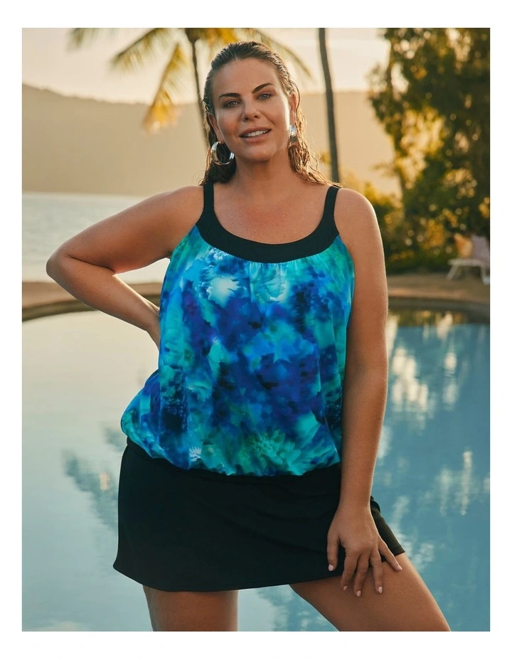 Lagoon Splash Blouson Tankini Black/print image 5