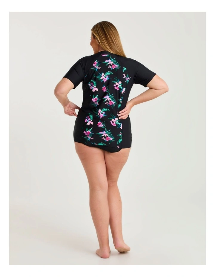 Island Tropics Zip Rash Vest Black/print image 2