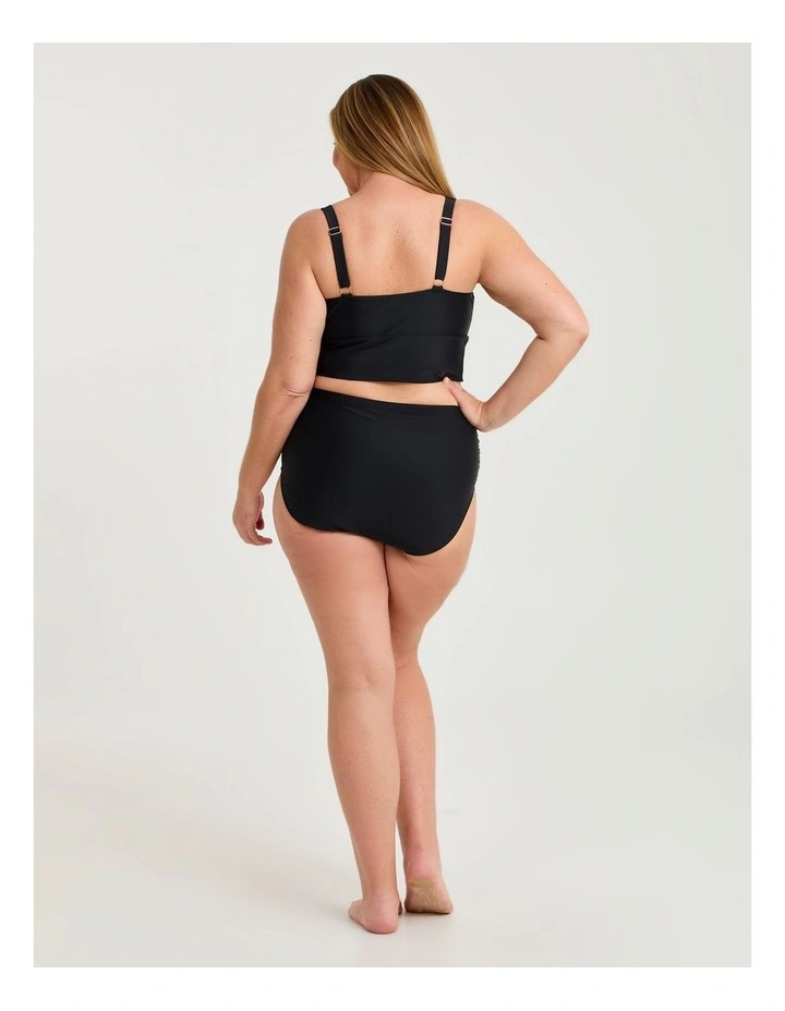 Crop Zip Detail Swim Top Black image 2