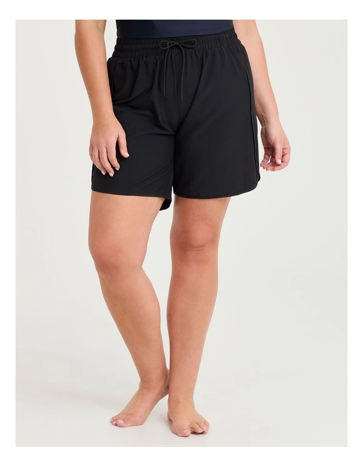 Curved Hem Stretch Boardshort Black image 1
