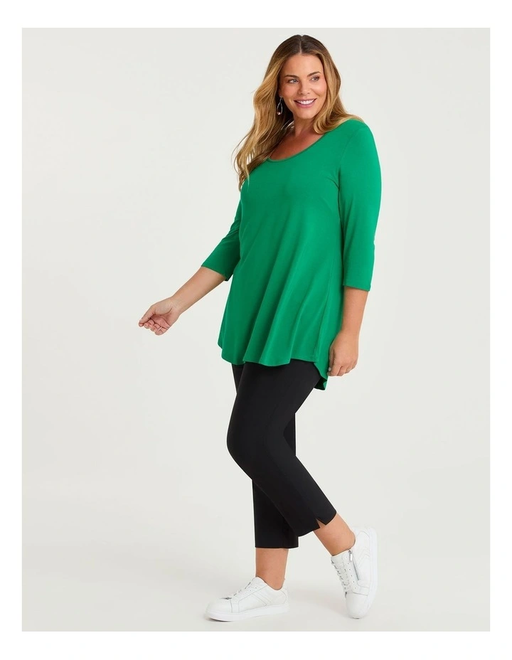 Bamboo Base 3/4 Sleeve Top in Amazon Green image 3