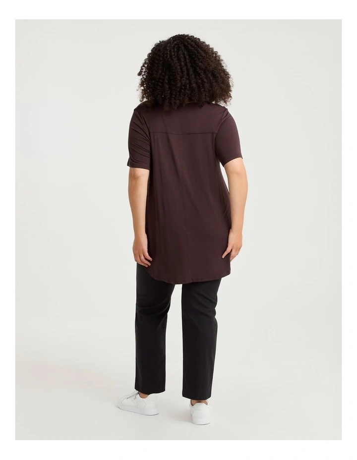 Bamboo Base V Neck S/slv Top Chocolate Plum image 2