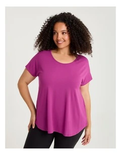 Natural Round Neck Everyday T-shirt Berry