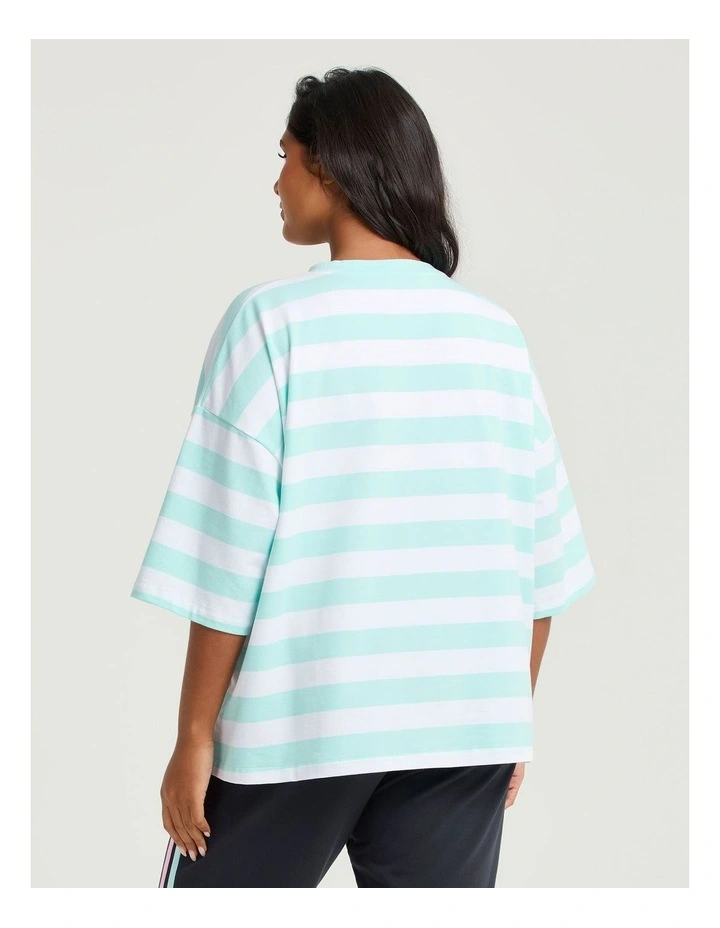 Cotton Stripe Pocket Sweatshirt Vivid Mint/white image 2