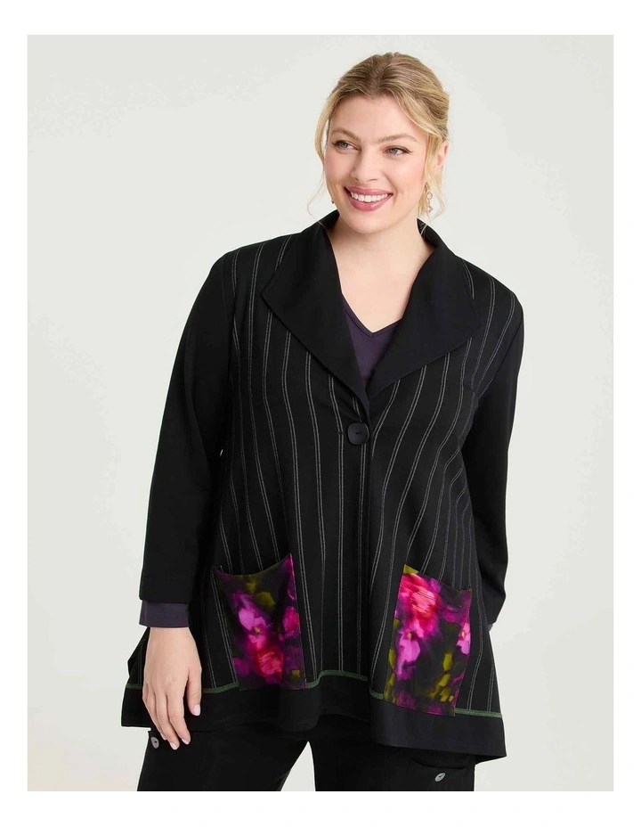 Ponte Elena Pinstripe Cardigan Stripe Print image 1