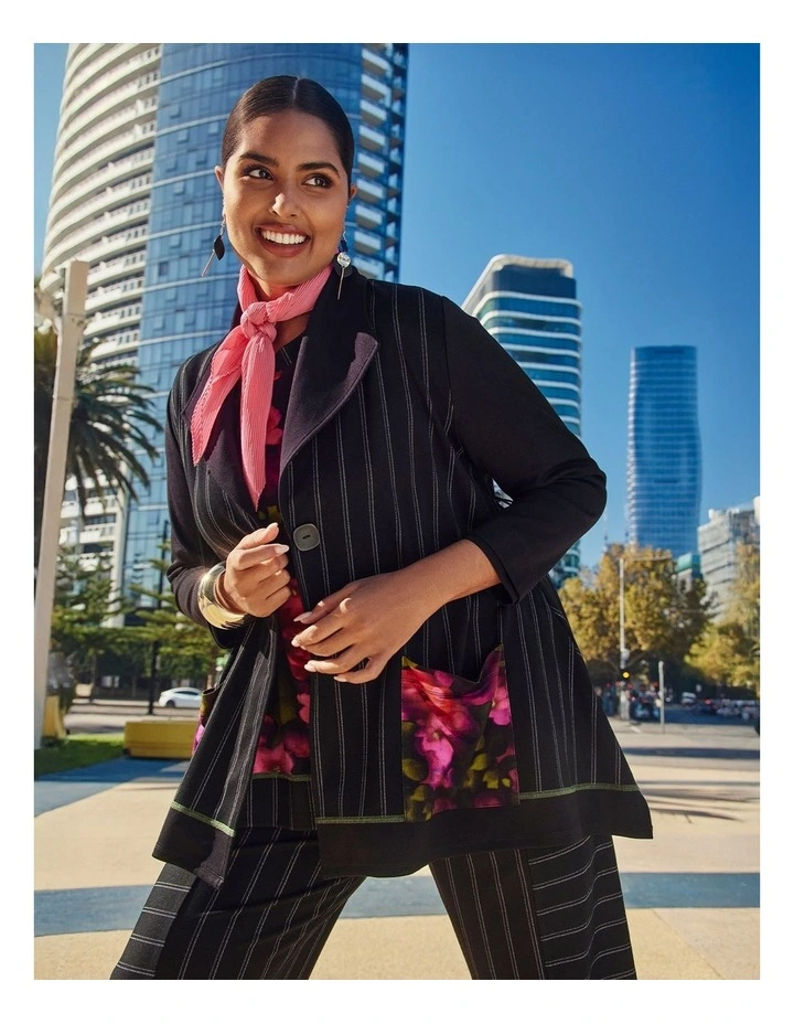 Ponte Elena Pinstripe Cardigan Stripe Print image 4