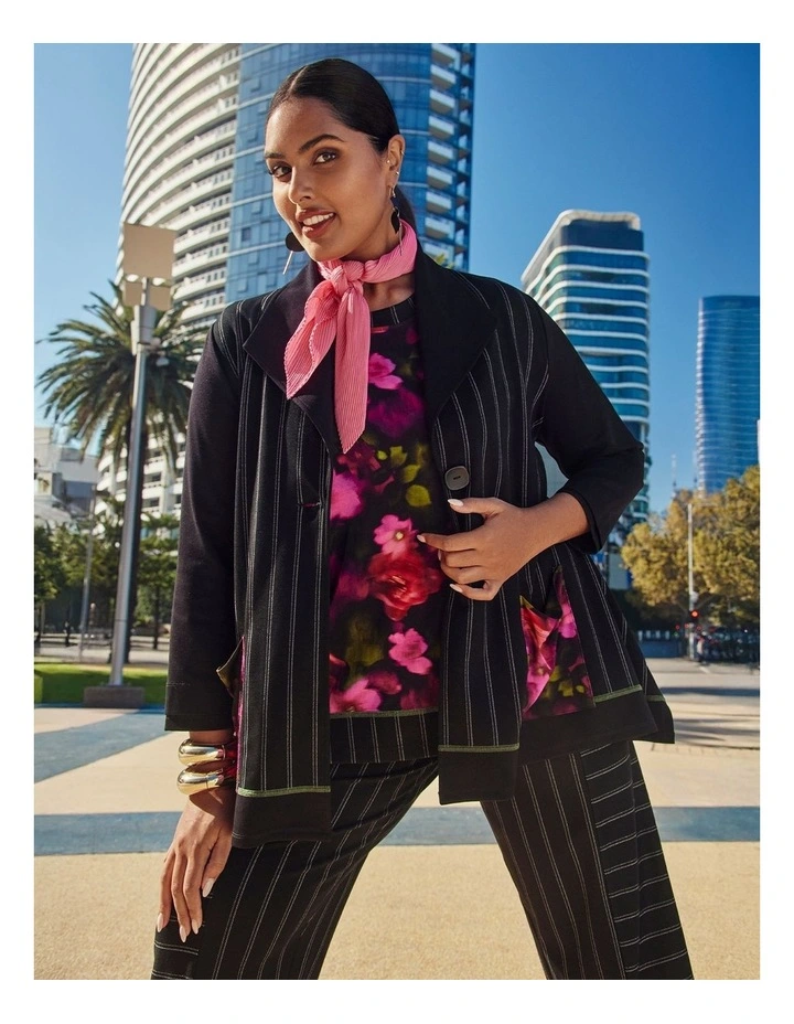 Ponte Elena Pinstripe Cardigan Stripe Print image 5