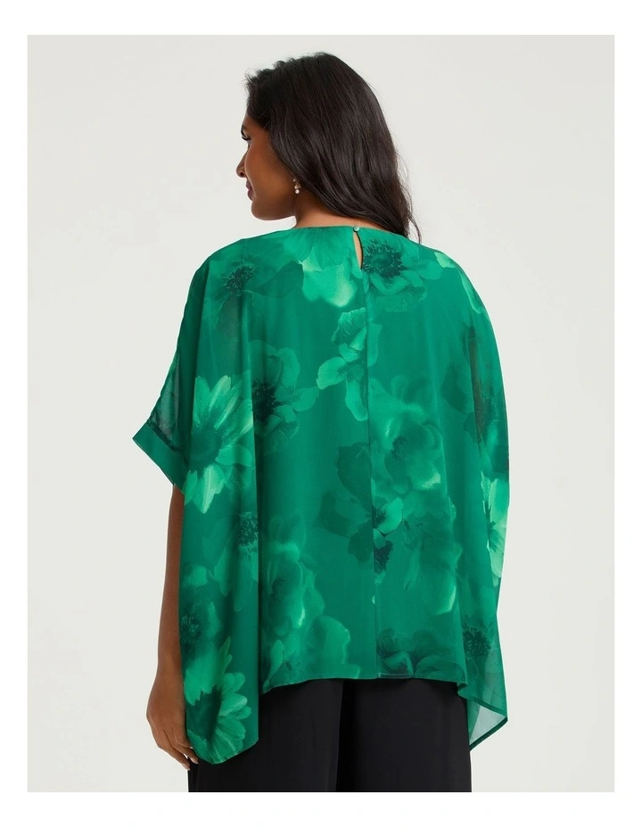 Ruby Floral Chiffon Event Top Emerald Green image 2