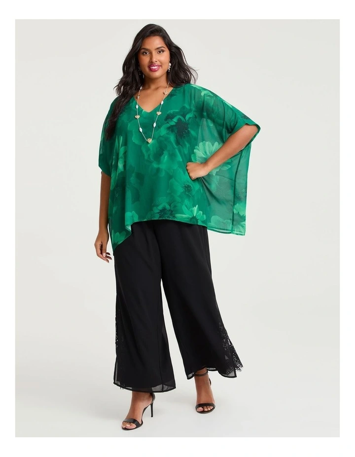 Ruby Floral Chiffon Event Top Emerald Green image 3