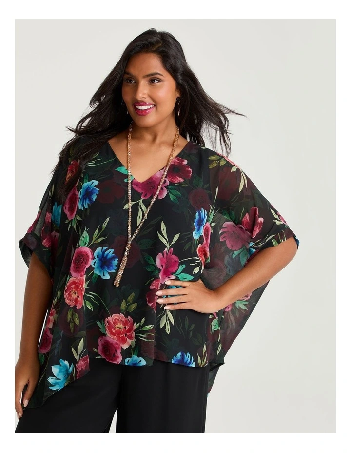 Ruby Floral Chiffon Event Top Floral Print image 3