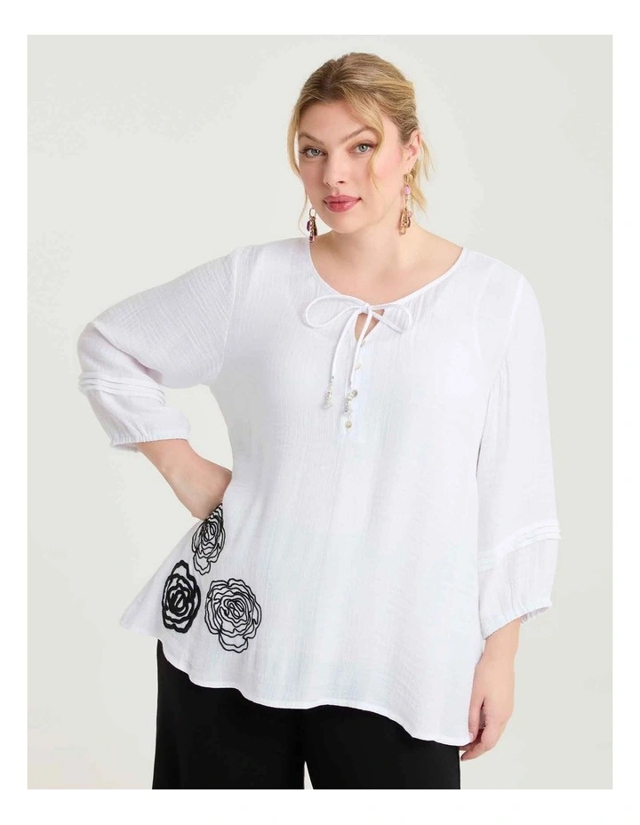 Cornelli Flower Natural Top White image 1