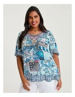 Salsa Ruffle Natural Top Print