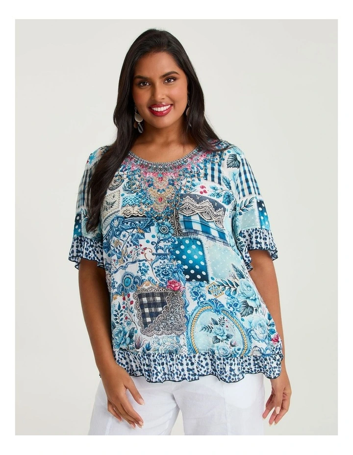 Salsa Ruffle Natural Top Print image 1
