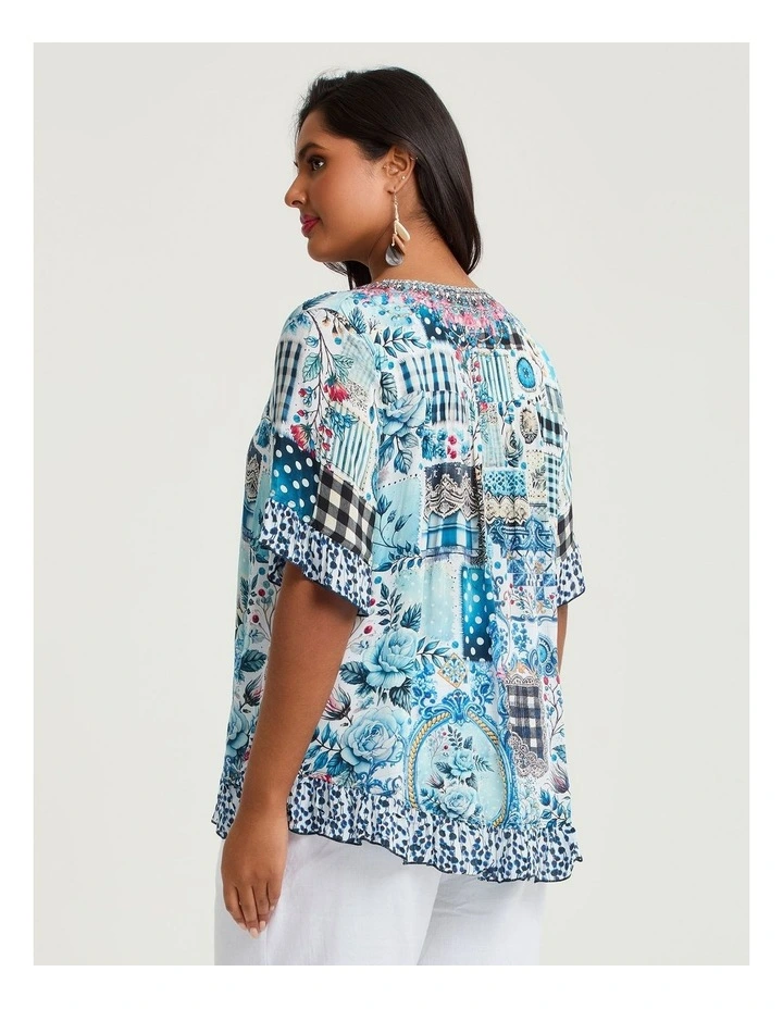 Salsa Ruffle Natural Top Print image 2