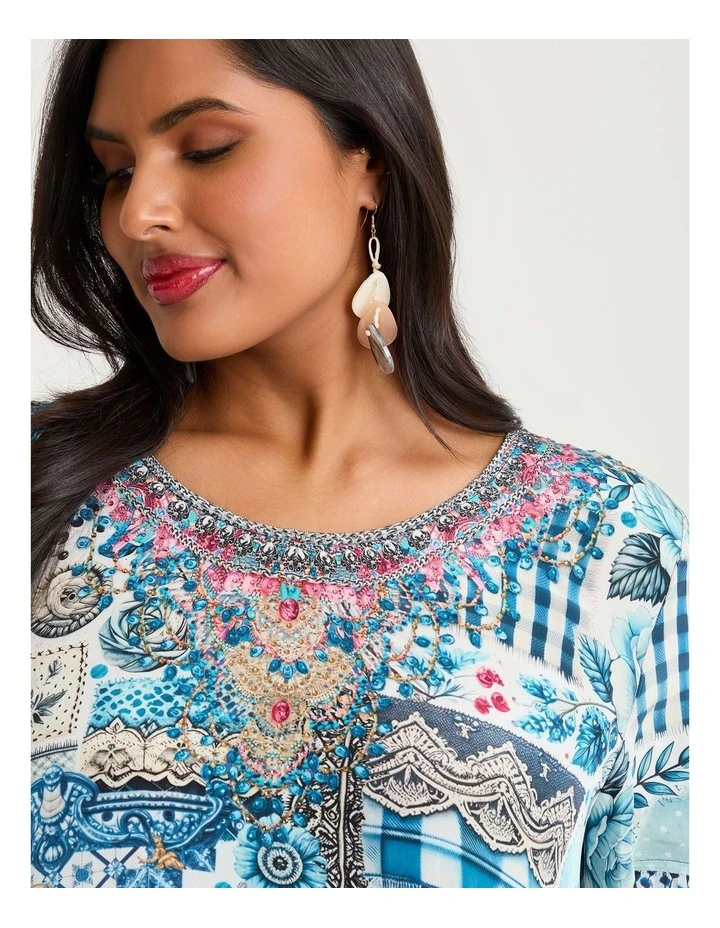 Salsa Ruffle Natural Top Print image 3