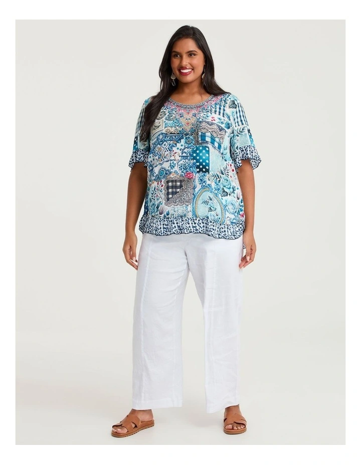 Salsa Ruffle Natural Top Print image 4