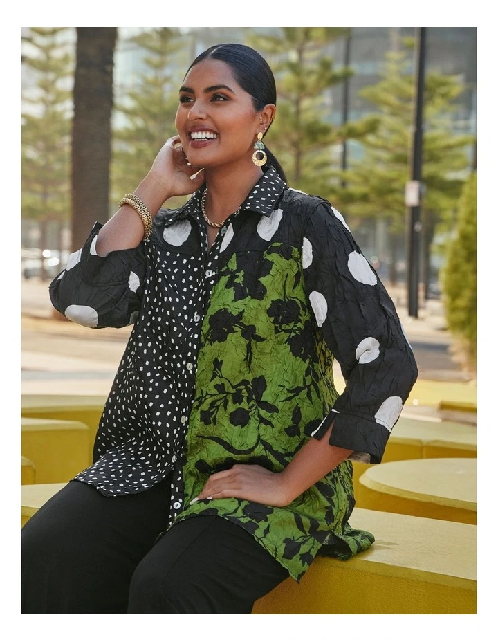 Natural Rae Patchwork Top Print image 4