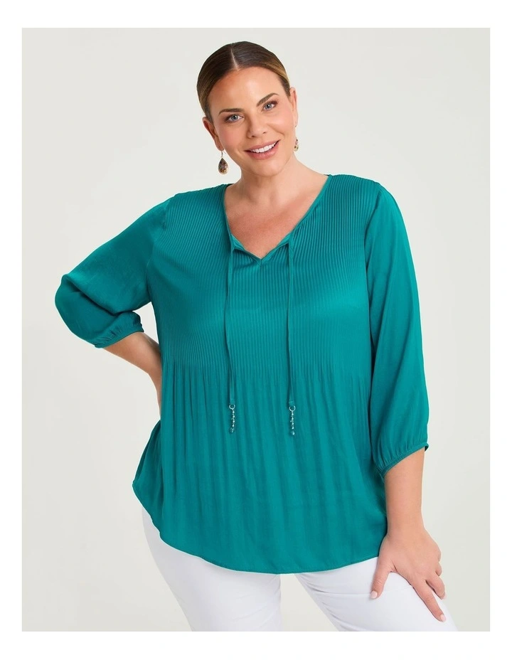 Luxe Weave Plisse Top Ocean image 1