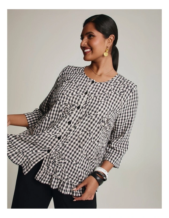 Salsa Gingham Cornelli Top Black Beige Check image 4