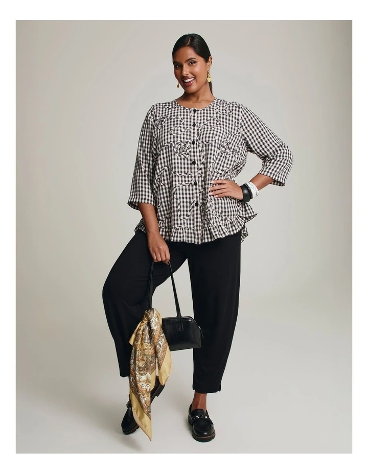 Salsa Gingham Cornelli Top Black Beige Check image 6