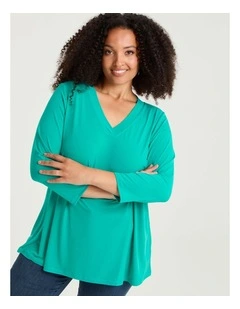 Katie Luna 3/4 Sleeve Top Emerald