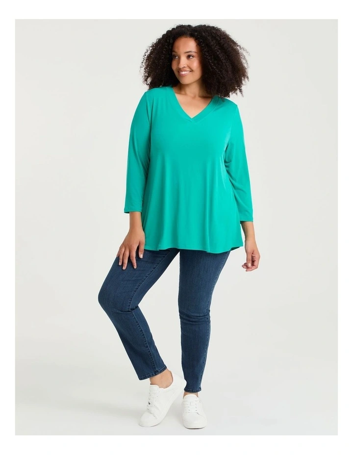 Katie Luna 3/4 Sleeve Top Emerald image 3
