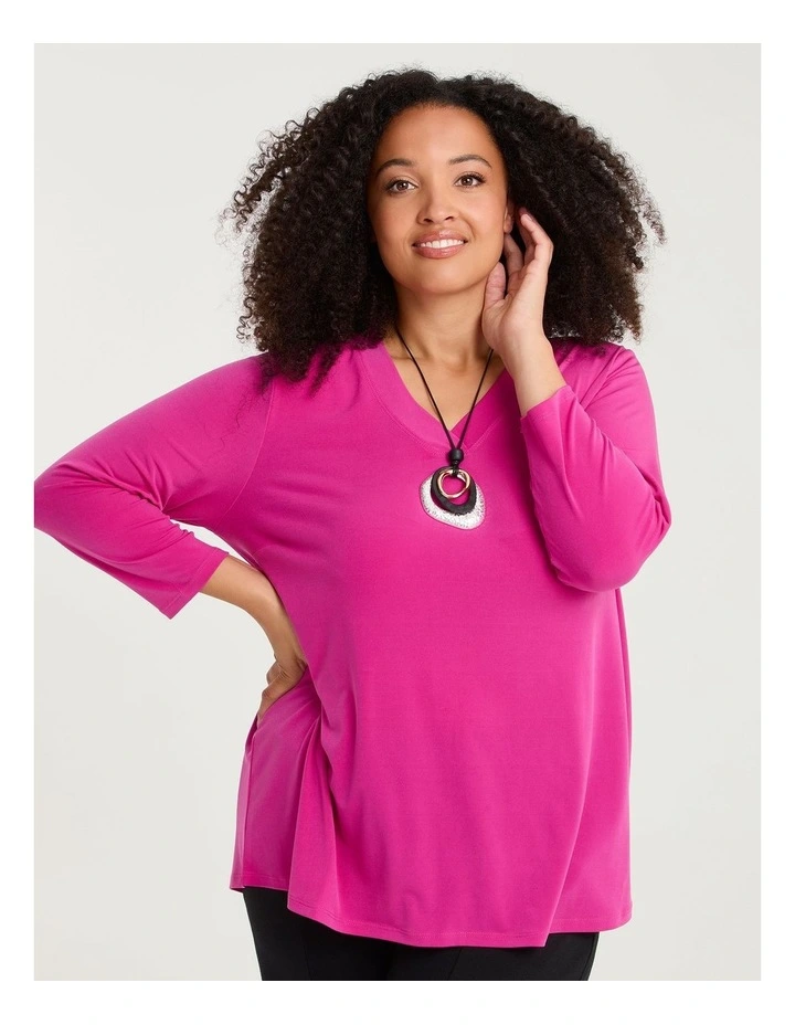 Katie Luna 3/4 Sleeve Top Magenta image 1