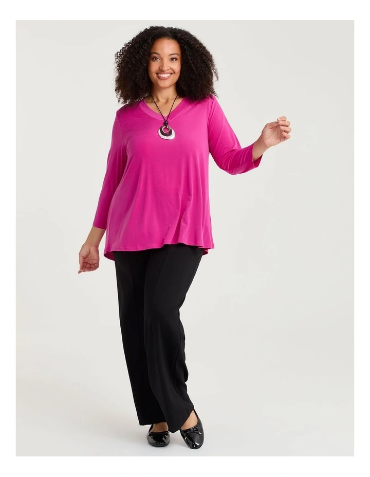 Katie Luna 3/4 Sleeve Top Magenta image 3