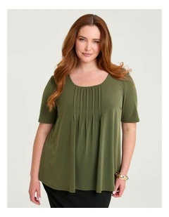 Pintuck Detail Top Khaki