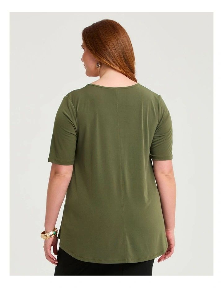 Pintuck Detail Top Khaki image 2