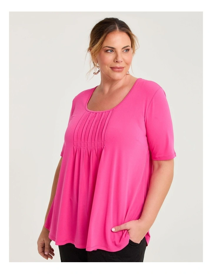 Pintuck Detail Top Hot Pink image 1