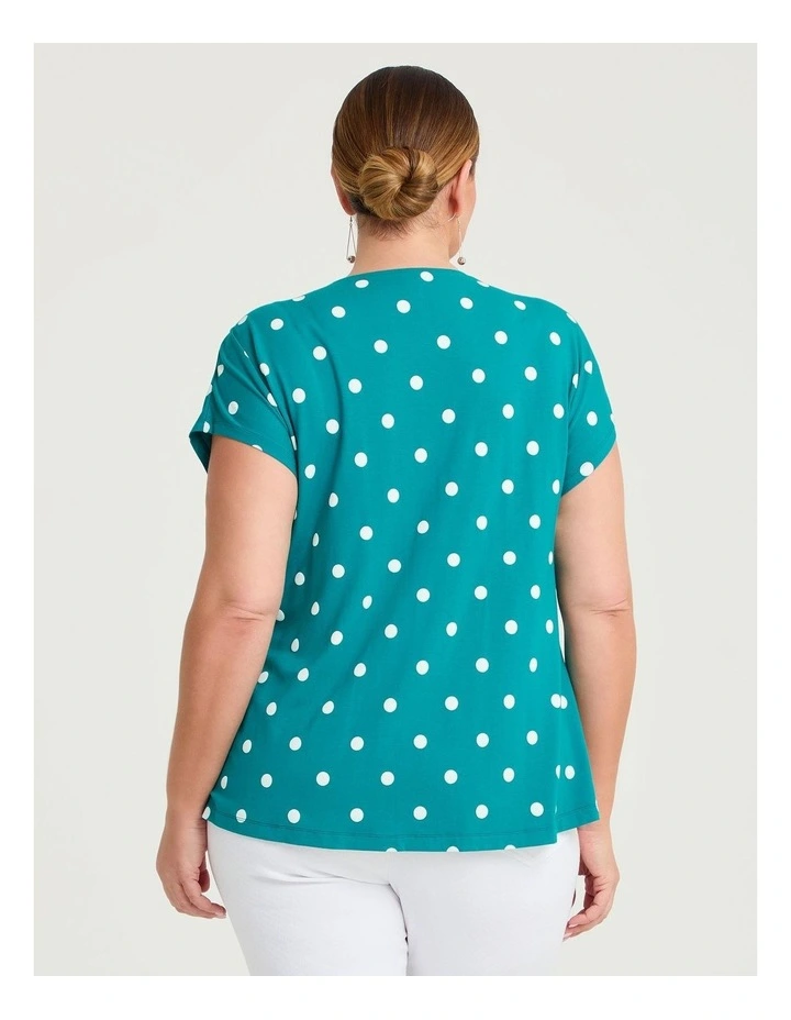 Polka Dot Pintuck Natural Top Ocean Spot Print image 2