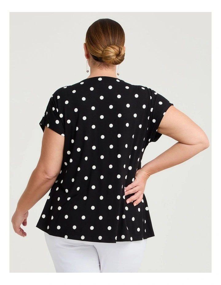 Polka Dot Pintuck Natural Top Black Spot Print image 2