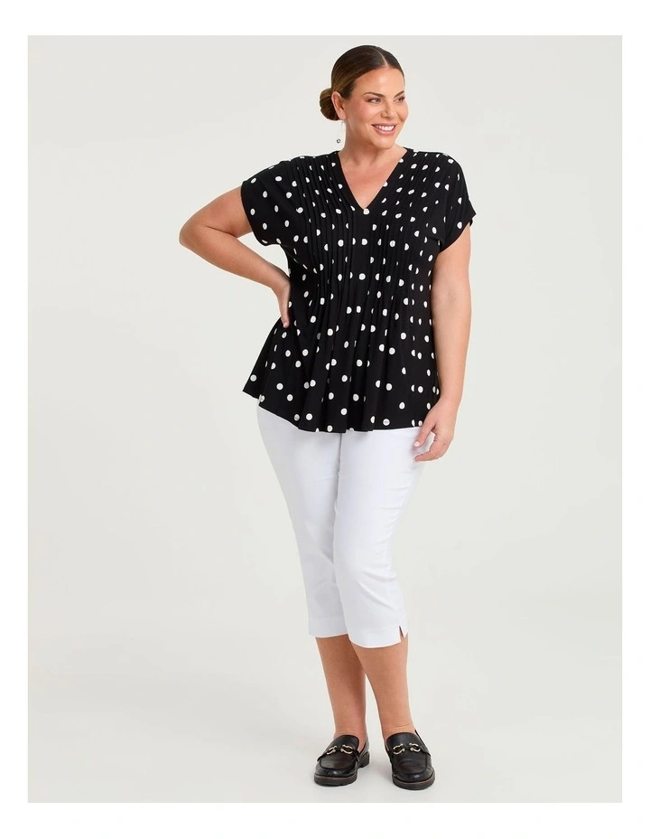 Polka Dot Pintuck Natural Top Black Spot Print image 3