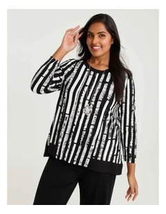 Natural Ana Stripe Top Print
