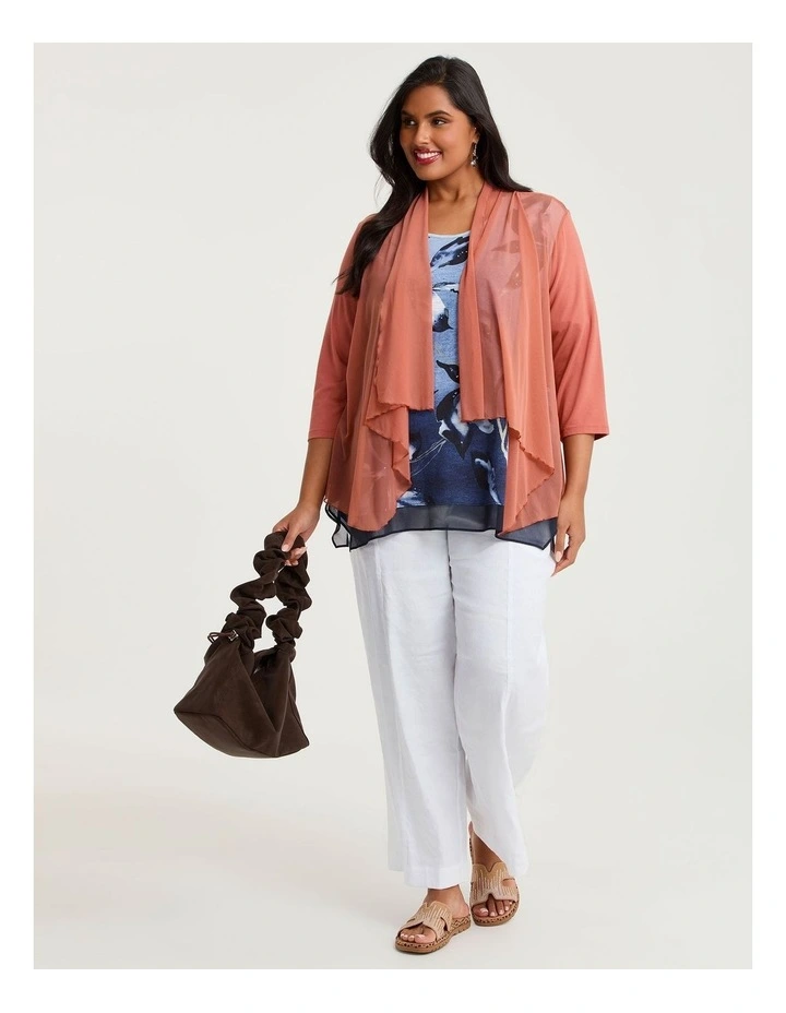 Fleur Cotton Modal Slub Top Dark Indigo Print image 4