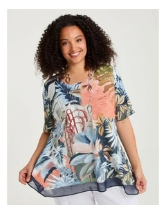 Fleur Cotton Modal Slub Top Spice Print