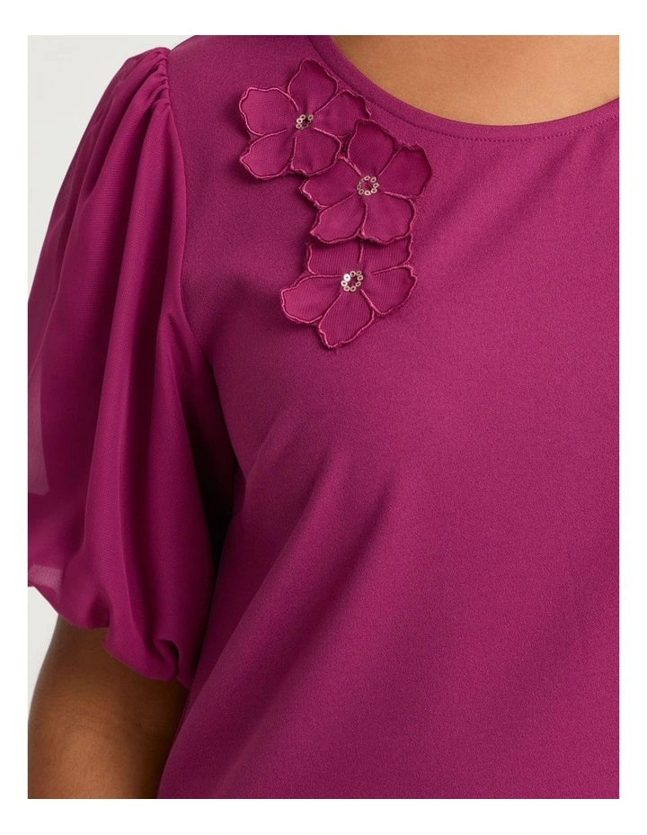Applique Flower Top Berry image 4