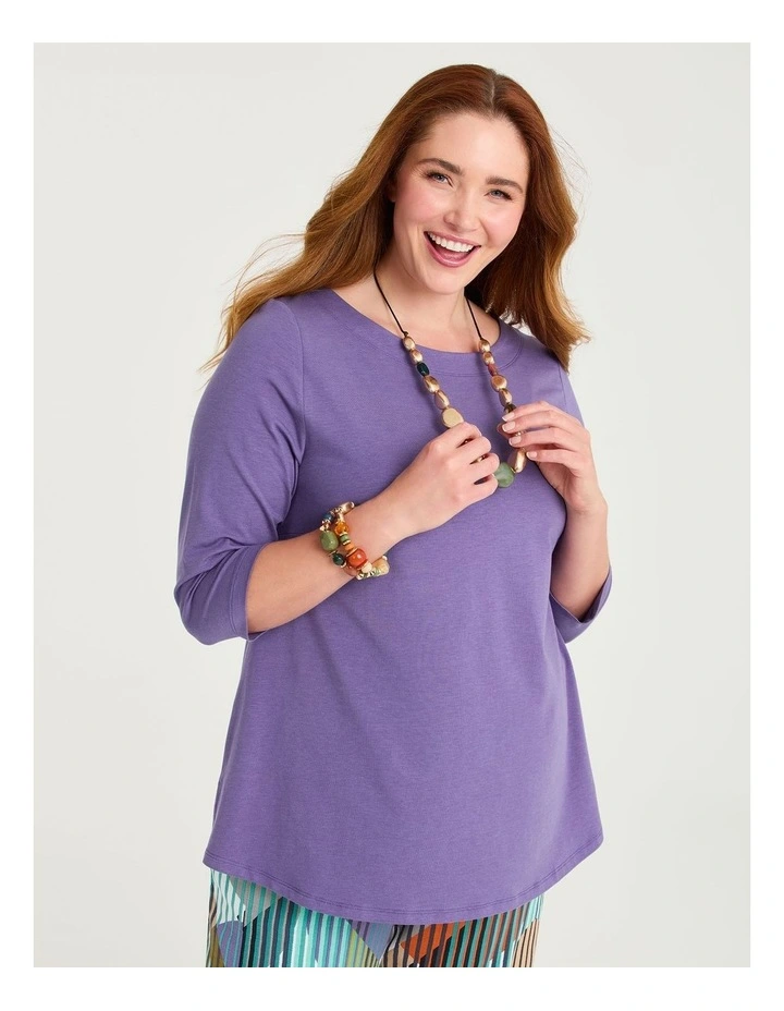 Pima Cotton Essential 3/4 Slv Top Cornflower image 1